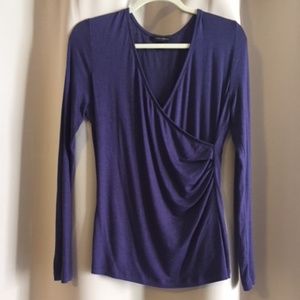 Banana Republic Faux Wrap Eggplant Long Sleeve Top